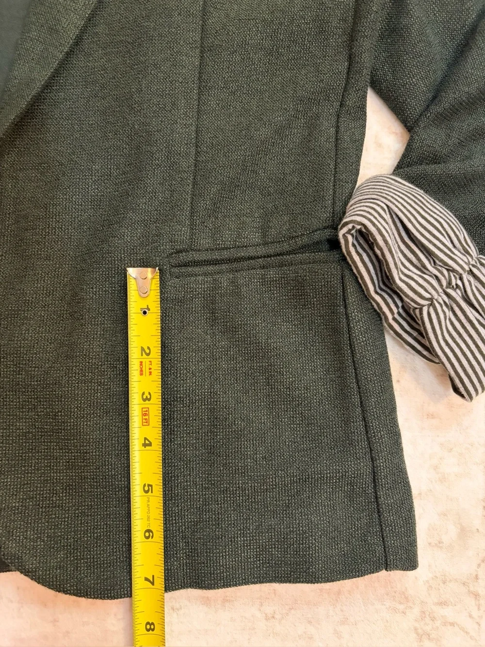 SKIES ARE BLUE L Asa Dark Green Rolled Cuff Knit Blazer Jacket